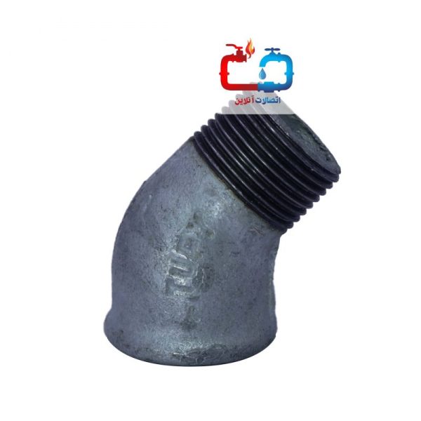 چپقی دنده‌ای 1 اینچ 45 درجه گالوانیزه توپی برزیل - تصویر 2
