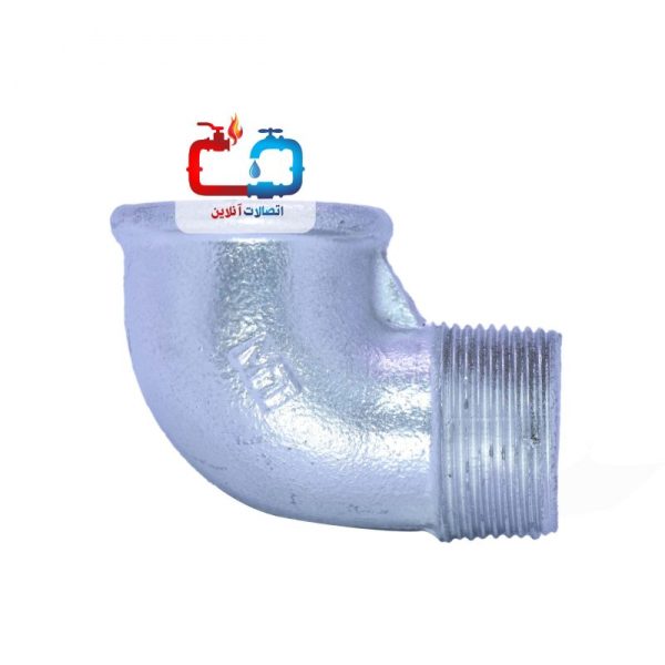 چپقی دنده‌ای 21/2 اینچ 90 درجه گالوانیزه چین - تصویر 3